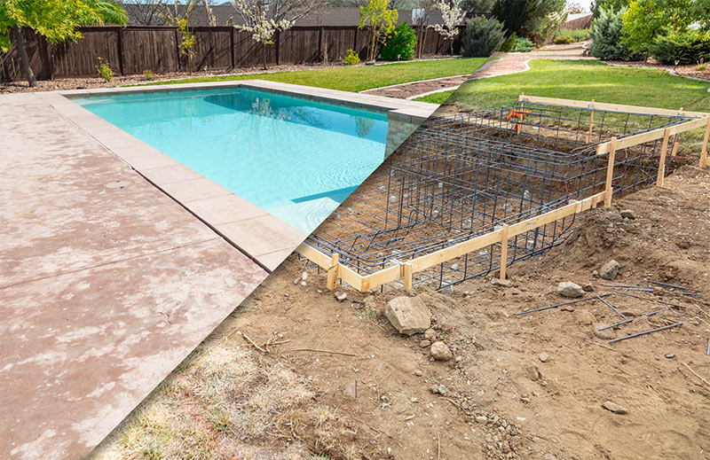 pool before and after construction